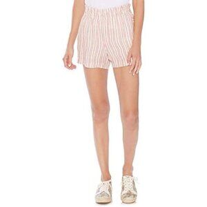 Vince Camuto Women's Smocked-Waist Striped Linen Shorts Pink White Size Small